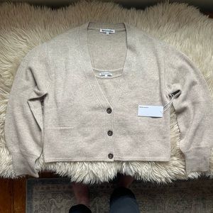 Reformation Varenne Cashmere Tank and Cardi Set Oatmeal